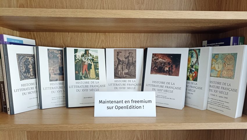 Les 7 ouvrages de la collection "Histoire de la littérature française" sur une étagère